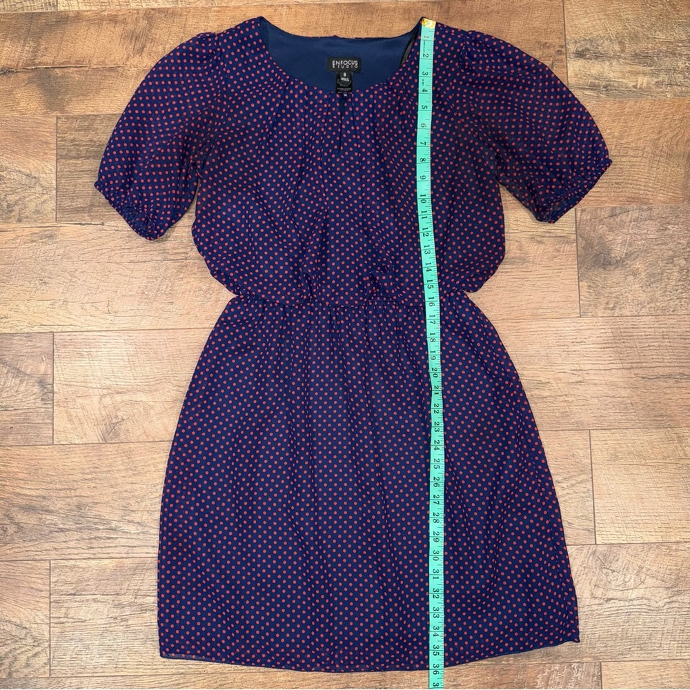 Enfocus Studio Navy With Red Polka Dot Dress - Picture 6 of 13